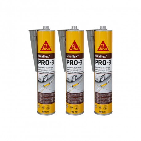 Lot de 3 mastics autonivelants SIKA Sikaflex PRO 3 - Gris béton - 300ml