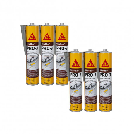 Lot de 6 mastics autonivelants SIKA Sikaflex PRO 3 - Gris béton - 300ml