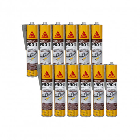 Lot de 12 mastics autonivelants SIKA Sikaflex PRO 3 - Gris béton - 300ml