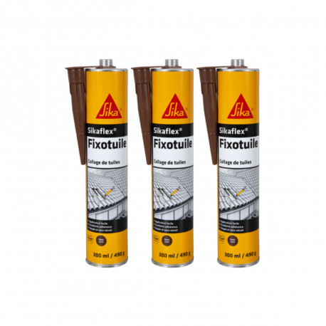 Lot de 3 mastic-colles souples SIKA Sika Fixotuile - Terre cuite - 300ml