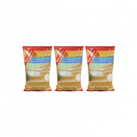 Lot de 3 additifs en poudre pour imperméabiliser les mortiers et bétons - SIKA Super Sikalite - Blanc - 1kg