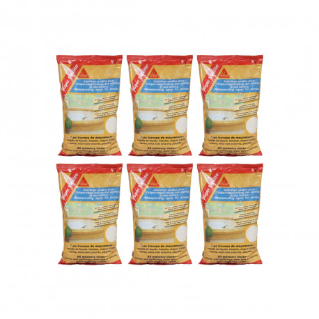 Lot de 6 additifs en poudre pour imperméabiliser les mortiers et bétons - SIKA Super Sikalite - Blanc - 1kg