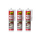 Lot de 3 colles mastic Prise Immédiate Polymax UHU Invisible cartouche - 300 g