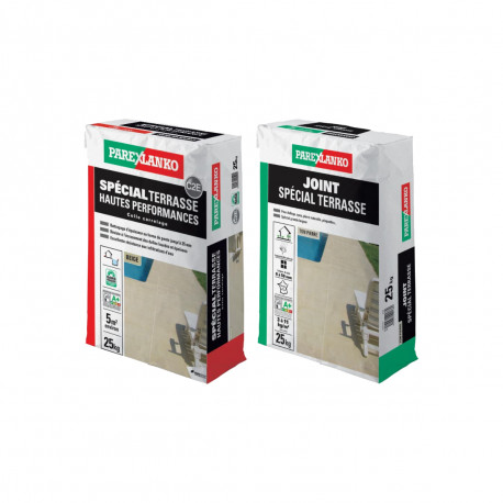 Pack PAREXLANKO - Joint spécial terrasse ton pierre - 25 kg - Colle spéciale terrasse hautes performances - 25 kg