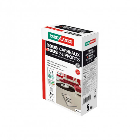 Colle carrelage améliorée PAREXLANKO Tous carreaux tous supports - Blanc - 5 kg - 02936
