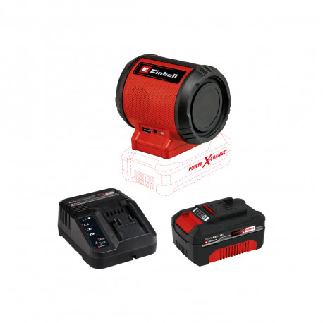 Pack EINHELL Enceinte sans fil 18V Power X-Change - TC-SR 18 Li BT - Solo - Starter Kit Power 4.0Ah