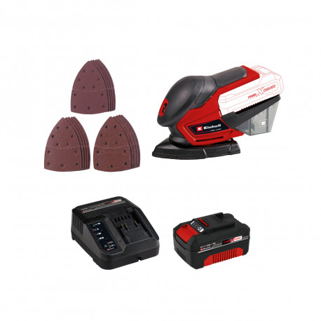 Pack EINHELL Ponceuse multi 18V Power X-Change - TE-OS 18/150 Li - Solo - Starter Kit Power 4.0Ah - Lot 15 abrasifs