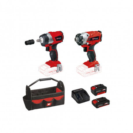 Pack EINHELL 18V Power X-Change - Boulonneuse - Visseuse clé à chocs à percussion - Batterie 4.0Ah - Batterie 2.0Ah - Chargeur r