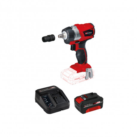 Pack EINHELL 18V Power X-Change - Boulonneuse sans fil - TE-CW 18 Li BL-solo - Starter Kit Power 4.0Ah