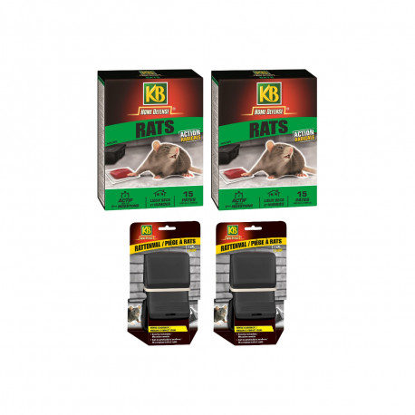 Pack KB Home Defense - 2 pièges à rats - 2 rats pâtes - 30 pâtes