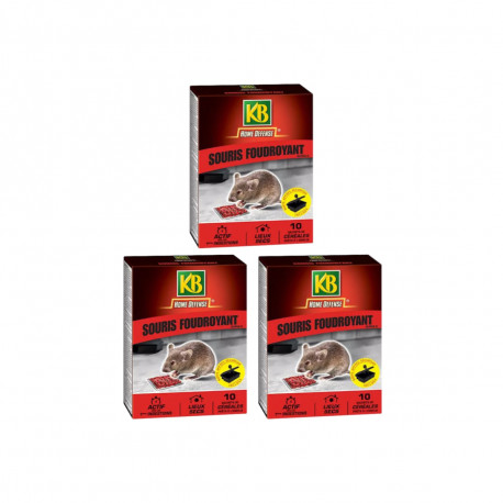 Lot de 3 souris foudroyant céréales KB Home Defense - 10 sachets