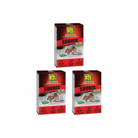 Lot de 3 souris céréales KB Home Defense - 12 sachets