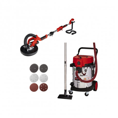 Pack EINHELL - Aspirateur eau et poussière TE-VC 2350 SACL - 1600W - 50L - Ponceuse girafe TE-DW 225 X - 750W - 1,65m - Lot de 1