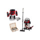 Pack EINHELL - Aspirateur eau et poussière TE-VC 2025 SACL - 1200W - 25L - Défonceuse TC-RO 1155 E - 1100W - 55mm - Coffret 15 f