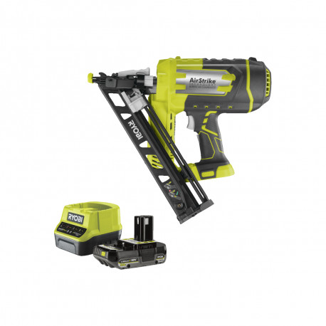 Pack RYOBI Cloueur de finition incliné à air comprimé 18V OnePlus R15GN18-0 - 1 Batterie 2.5Ah - 1 Chargeur rapide RC18120-125