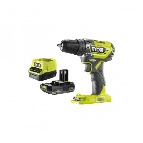 Pack RYOBI Perceuse-visseuse à percussion R18PD5-0 - 18V OnePlus Brushless - 1 Batterie 2.0Ah - 1 Chargeur rapide