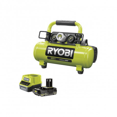 Pack RYOBI Compresseur à cuve R18AC-0 - 18V One Plus - 4L - 1 batterie 2.0Ah - 1 chargeur rapide RC18120-120