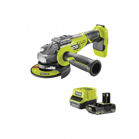 Pack RYOBI Meuleuse d'angle brushless 18V OnePlus R18AG7-0 - 1 Batterie 2.5Ah - 1 Chargeur rapide RC18120-125
