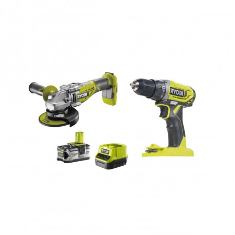 Pack Ryobi - Perceuse Visseuse 18V One Plus - R18DD2-0 - Meuleuse d'angle  18V LithiumPlus OnePlus Brushless - R18AG7-140S - 1 batterie 4,0 Ah - 1  chargeur rapide - Espace Bricolage