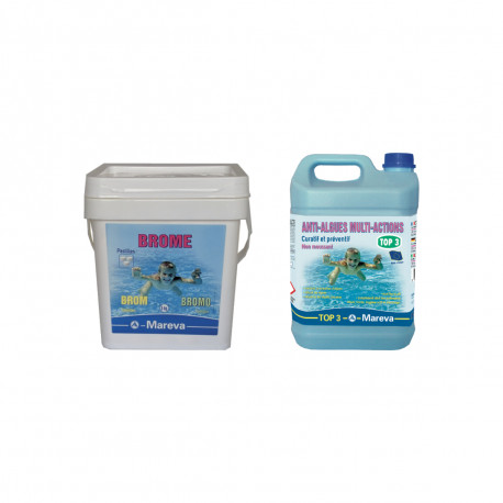 Pack MAREVA - Pastilles de brome - 5kg - Top 3 Anti-algues multi-actions MAREVA - 5L