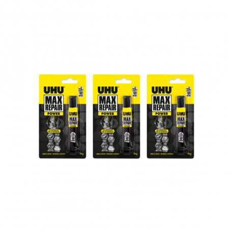 Lot de 3 colles de réparation UHU Max Repair Power - 20g