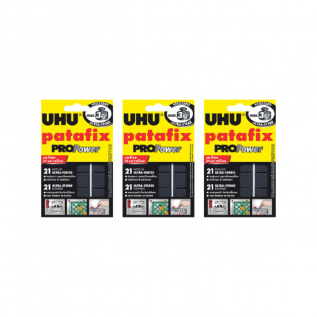 Lot de 3 patafix UHU Propower Noire - 21 pastilles