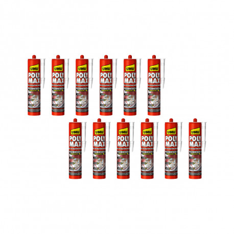 Lot de 12 colles mastics prise immédiate Polymax UHU - Blanc - 425 g