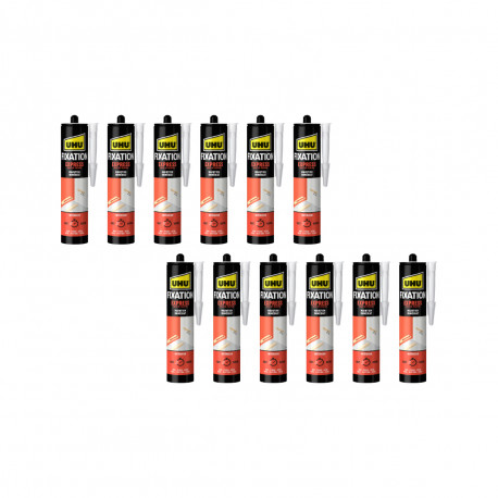 Lot de 12 mastics de fixation Express UHU - Blanc - 370g