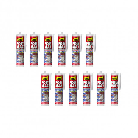 Lot de 12 colles mastics extra forte Polymax UHU - Invisible - 300 g