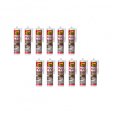 Lot de 12 colles mastics prise immédiate Polymax UHU - Invisible - 300 g