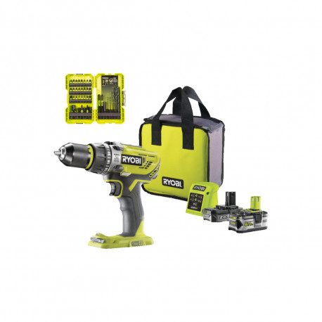 Perceuse-visseuse à percussion RYOBI 18V OnePlus - 2 batteries LithiumPlus 2.0Ah et 5.0Ah - 1 chargeur rapide R18PD31-252S