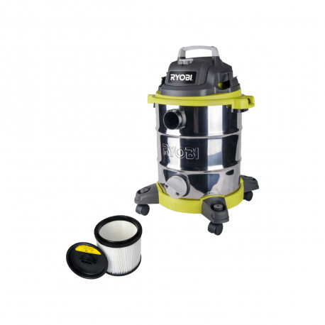 Pack RYOBI Aspirateur eau et poussière RVC-1530IPT-G - 1500W - 30L - Filtre de rechange lavable - RAKVACFW2030