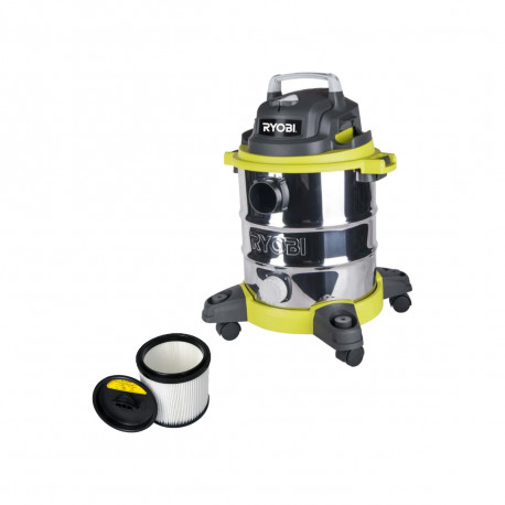 Pack RYOBI Aspirateur eau et poussière RVC-1220I-G - 1250W - 20L - Filtre de rechange lavable - RAKVACFW2030
