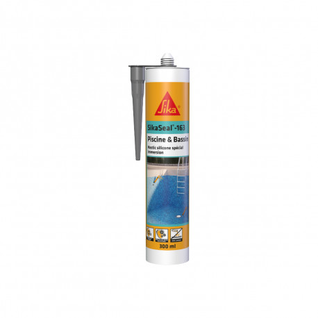 Mastic silicone SIKA Sikaseal - 163 Piscine & Bassin - Gris - 300ml