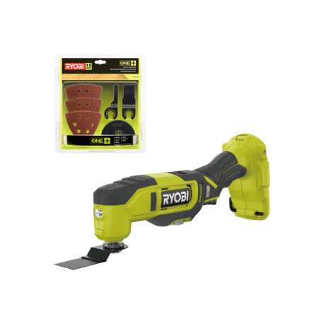Pack RYOBI - Multitool RMT18-0 - 18V OnePlus - 11 accessoires - Sans batterie ni chargeur - Kit spécial bois 15 pièces RAK15MT