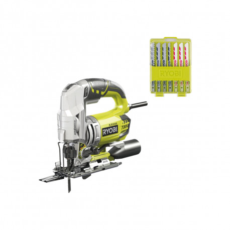 Pack RYOBI Scie sauteuse pendulaire - 680 W - 105mm - coffret de 10 lames - bois - plastique - bimétal - 102mm - RAK10JSB