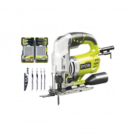 Pack RYOBI Scie sauteuse pendulaire RJS850KA5 - 600W - 85mm - lot de 5 lames - coffret de 20 lames RAK20JB