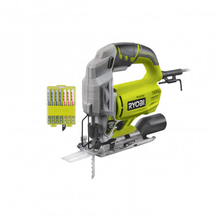 Pack RYOBI Scie sauteuse électrique RJS750-G - 500W - 75mm - bois - coffret de 10 lames - 102mm - RAK10JSB