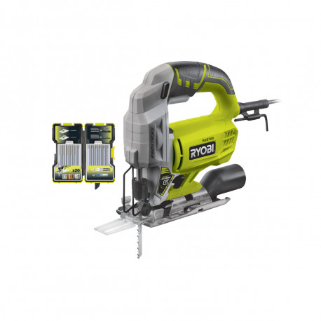 Pack RYOBI Scie sauteuse électrique RJS750-G - 500W - 75mm - bois - coffret de 20 lames - RAK20JB