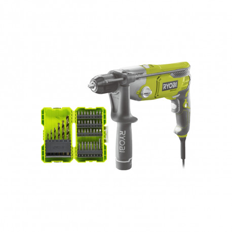Pack RYOBI Perceuse à percussion RPD1010K - 1010W - Coffret 32 accessoires - RAK32DDMIX