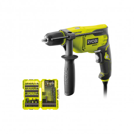 Pack RYOBI - Perceuse à percussion RPD680K - 680W - Coffret empilable impact RAK38DSDI2 38 accessoires perçage-vissage-boulonnag