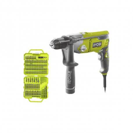 Pack RYOBI Perceuse à percussion RPD1010K - 1010W - Coffret de 127 accessoires - RAK127DDSD