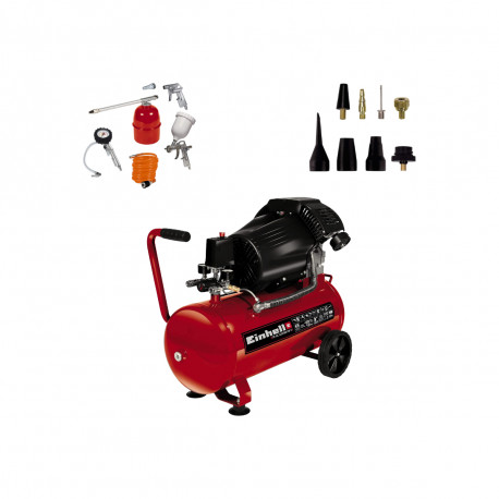 Pack EINHELL - Compresseur - TC-AC 420/50/10 V - 2200W - 50L - Kit 8 accessoires gonflage - Kit de 5 accessoires - Tuyau 4m