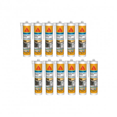 Lot de 6 mastic silicone SIKA Sikaseal-180 Salle de bain & carrelage - Blanc - 300ml