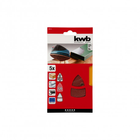Lot de 5 triangles abrasifs KWB - 136 x 96 mm - Grain 80-120-240