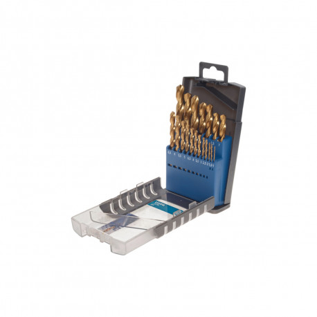 Jeu de 19 forets à métaux hélicoïdaux HSS KWB - 1 à 10 mm