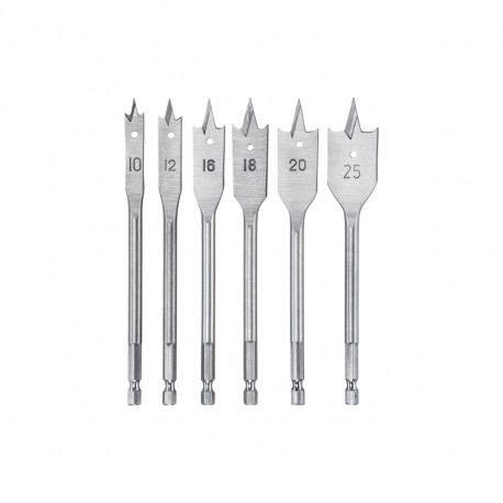 Jeu de 6 forets plats à fraiser pour bois KWB - 10-25 mm