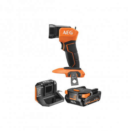 Pack AEG Lampe torche led - BFL18-0 - 18V - tête pivotante 90° - 340 lumens - 1 batterie 2.0Ah - 1 chargeur - SETL1820S