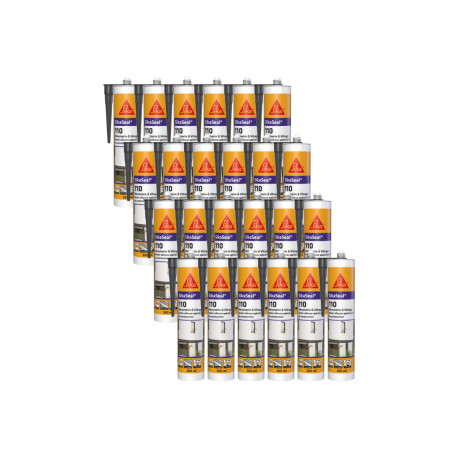 Lot de 24 mastics silicone SIKA SikaSeal 110 Menuiserie & Vitrage - Anthracite - 300ml