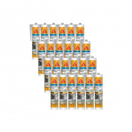 Lot de 24 mastics silicone SIKA Sikaseal-180 Salle de bain & carrelage - Transparent - 300ml